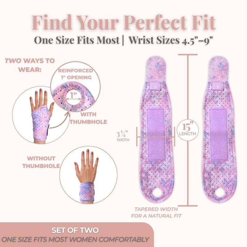 Activery Co Carpal Tunnel Wrist Brace Left Hand, Right Hand for Women, Day or Night Compression Wrist Support Brace for Fitness, Keyboard Use, or Overnight Support, 2 Pack, Purple Tie Dye Print - Image 3